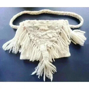 Wool Cream & Grey Purse Art Hand Woven Originals from Barbara Hamaker Hollywood
